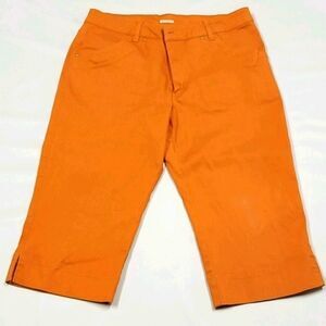 Cotton Ginny Shorts Womens Capris Size 14 Plus Orange Denim Stretch Zippers